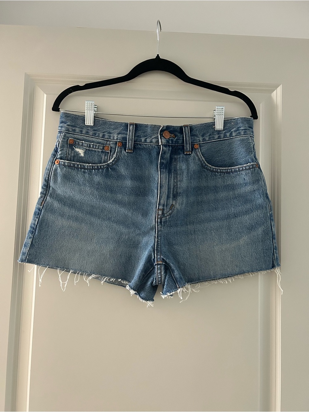 Madewell Relaxed Denim Shorts Women’s Size 27 Raw Hem High Rise 100% Cotton
